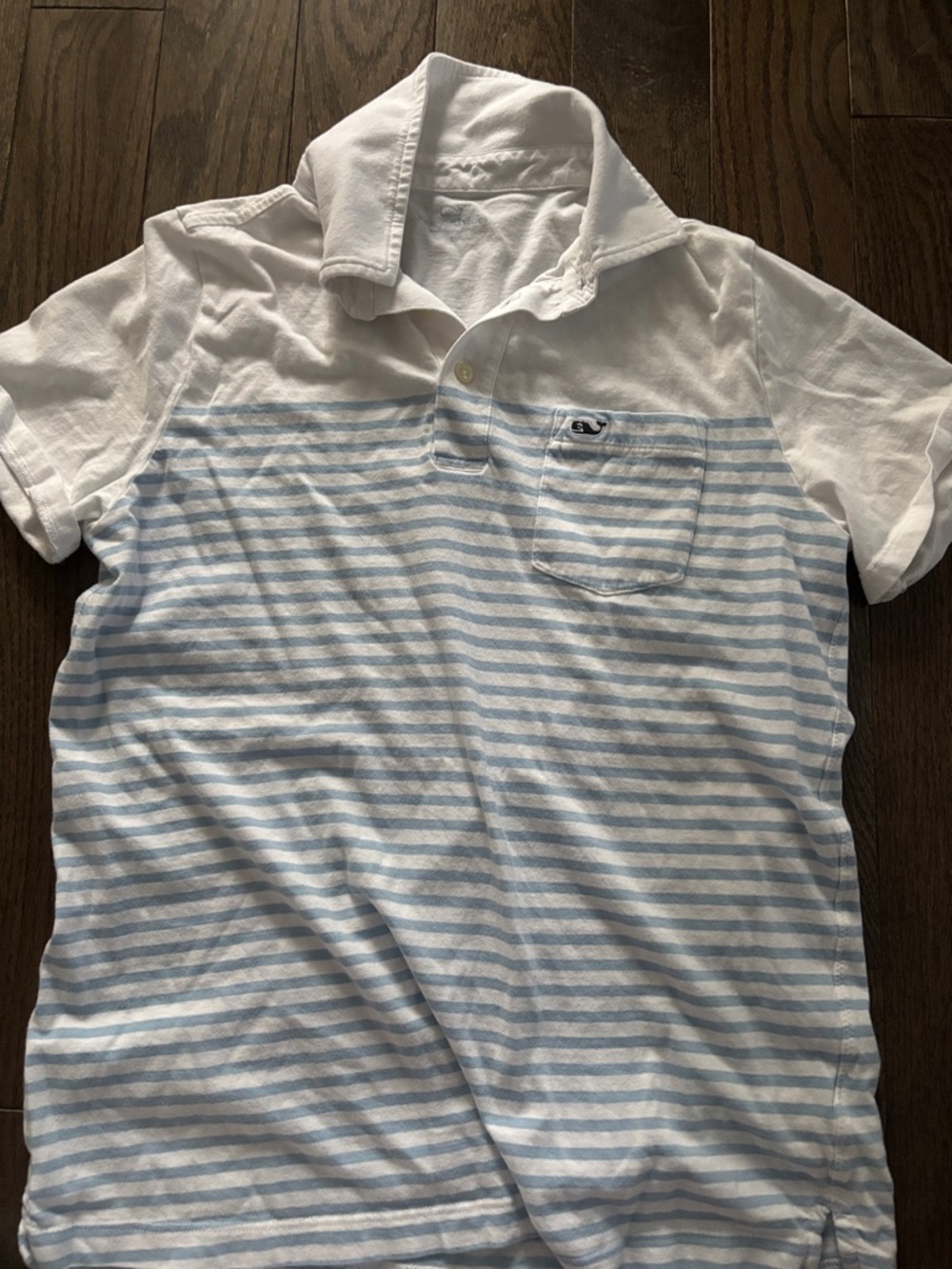 Kids Vineyard Vines polo Shirt in White and Light Blue Stripes